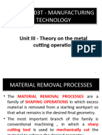 Unit-III - Theory On The Metal Cutting Operation