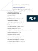 Lenguaje Comun Expresado en Lenguaje Algebraico