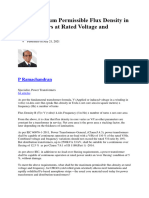 Maximum Permissible Flux Density in Transformers at Rated Voltage and Frequency 