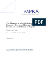 1.the Dilemma of Minerals Dependent Economy The Case of Foreign Direct Investment and Pollution in Nigeria