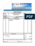 Presupuesto Franelas Deportivas Hoja1