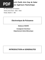 Electronique Puissance M1 Generalites Composants 2021-2022