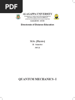 PG - M.sc. - Physics - 345 21 - Quantum Mechanics-I