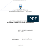 De LA DIDÁCTICA AL AULA - La Competencia Lectoliteraria y El Procesamiento Metacognitivo Del Intertexto Lector