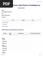 Carepatron - DR Rob Smith (Example) - WAIS IV (Wechsler Adult Scale of Intelligence) Record Form