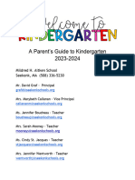 A Parent's Guide To Kindergarten 2023-2024: Mildred H. Aitken School Seekonk, MA (508) 336-5230