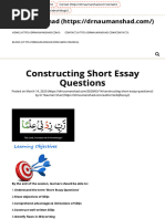 Constructing Short Essay Questions - DR Nauman Shad