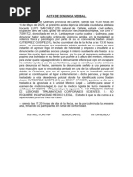 Acta de Denuncia Verbal - Violencia Fisica y Psicologica