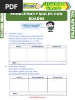 Problemas Fáciles Con Edades para Segundo Grado de Primaria