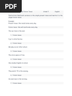 Worksheet For Simple Future Tense Grade 5