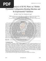 Bending Analysis of SS NL Plates On 3 Roller Pyramidal Configuration Bending Machine and Its Experimental Validation Ijariie6137