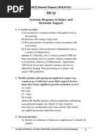 Systemic Response To Injury and Metabolic Support: MCQ General Surgery (M.B.B.CH.)