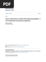 Theory of Mind Deficits in Children With Intellectual Disabilitie