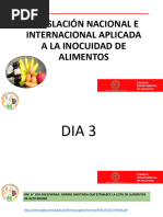 Legislación Internacional Nacional Inocuidad Alimentos DÍA 3