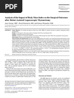 Analysis of The Impact of Body Mass Index On The Surgical Outcomes After Robot-Assisted Laparoscopic Myomectomy