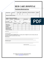 Transfusion Monitoring Form