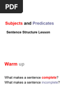 Subjects Predicates Lesson