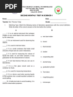 1ST Monthly Test in Science 4