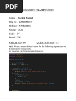 Laboratory Examination: Branch - CSE