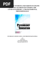 Journey of Students and Parents in Online Learning Mathematics During The COVID-19 Pandemic: A Transcendental Phenomenology