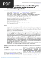 Prevalence of Mild Behavioral Impairment in Mild Cognitive Impairment and Subjective Cognitive Decline, and Its Association With Caregiver Burden.