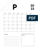 Black and White Modern Minimalist Calendar 2023 Planner