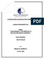 Finalidades y Valores en La Educacion Basica General