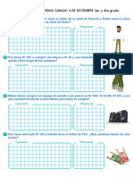 Ficha de Trabajo de Matemáticas 3RO Y 4TO GRADO PRIMARIA