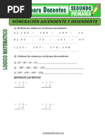 Fichas de Ascendente y Descendente para Segundo de Primaria