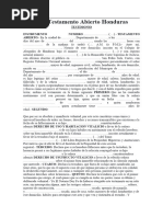 Formato de Testamento Abierto de Honduras