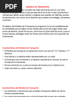 Modelo de Transporte en Investigacion Operativa