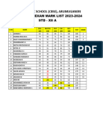 XII - 3rd QUARTER REVISION EXAM MARK LIST