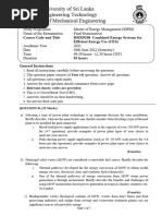 DMX9208 Combined Energy Systems For Efficient Energy Use (CES) Final Examination