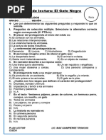 Control de Lectura: El Gato Negro: Plan Lector Lic. Max Giampierre Troncos Ojeda