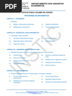 Tópicos para o Exame de Acesso