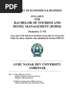 Bachelor of Tourism and Hotel Management (BTHM) : Guru Nanak Dev University Amritsar