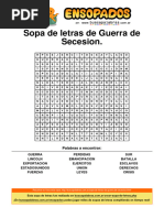 Sopa de Letras de Guerra de Secesion