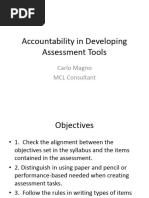 Accountability in Developing Assessment Tools: Carlo Magno MCL Consultant