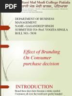 Effect of Branding On Cousumer Purchase Decision