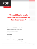 Prensa Hidráulica para La Confección de Aislante Térmico A Base de Pasto Seco.