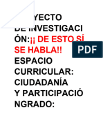 Proyecto de Investigaci ÓN: Espacio Curricular: Ciudadanía Y Participació Ngrado