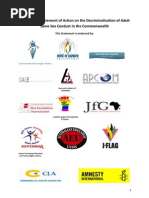 Civil Society Statement of Action On The Decriminalisation of Adult Same Sex Conduct in The Commonwealth