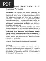 La Gestión Del Talento Humano en La Empresa Pyrénées