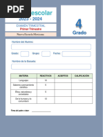 Evaluacion Primer Trimestre Cuarto Grado 2023 2024 (1) - Organized