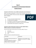 Data Types, Assignment and Input/output Statements in BASIC Programing Language