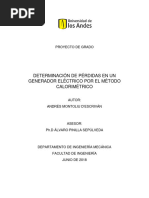 Determinación de Pérdidas en Un Generador Eléctrico Por El Método Calorimétrico