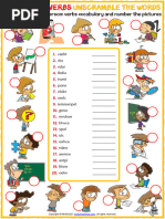 Classroom Verbs Vocabulary Esl Unscramble The Words Worksheet For Kids