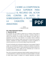 Alcances Sobre La Competencia de La Sala Superior para Resolver El Recurso Del Actor Civil Contra Un Auto de Sobreseimiento