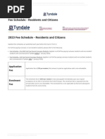 Fee Schedule - Residents and Citizens From 1 July 2023