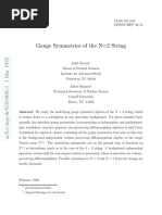 Gauge Symmetries of The N 2 String: Giveon@iassns - Bitnet Shapere@strange - Tn.cornell - Edu